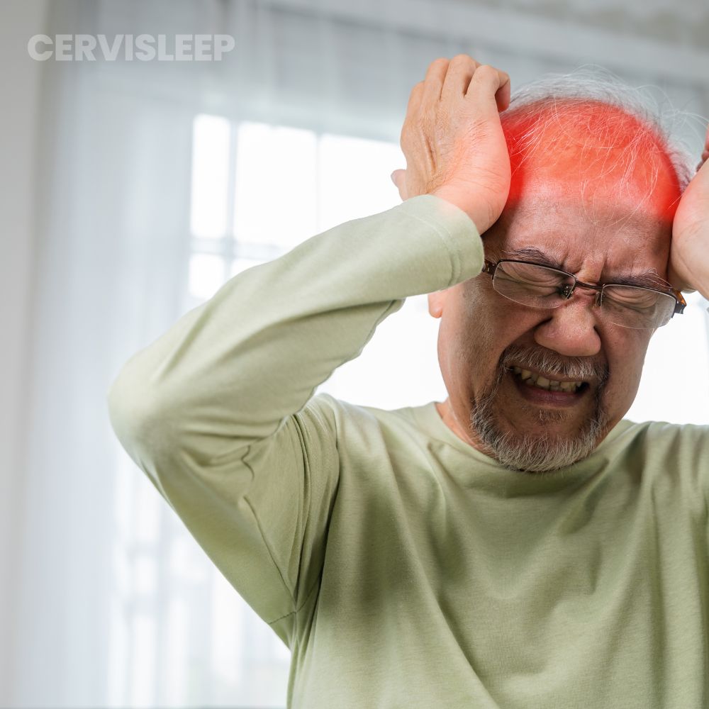 Man holding head in pain from migraine 